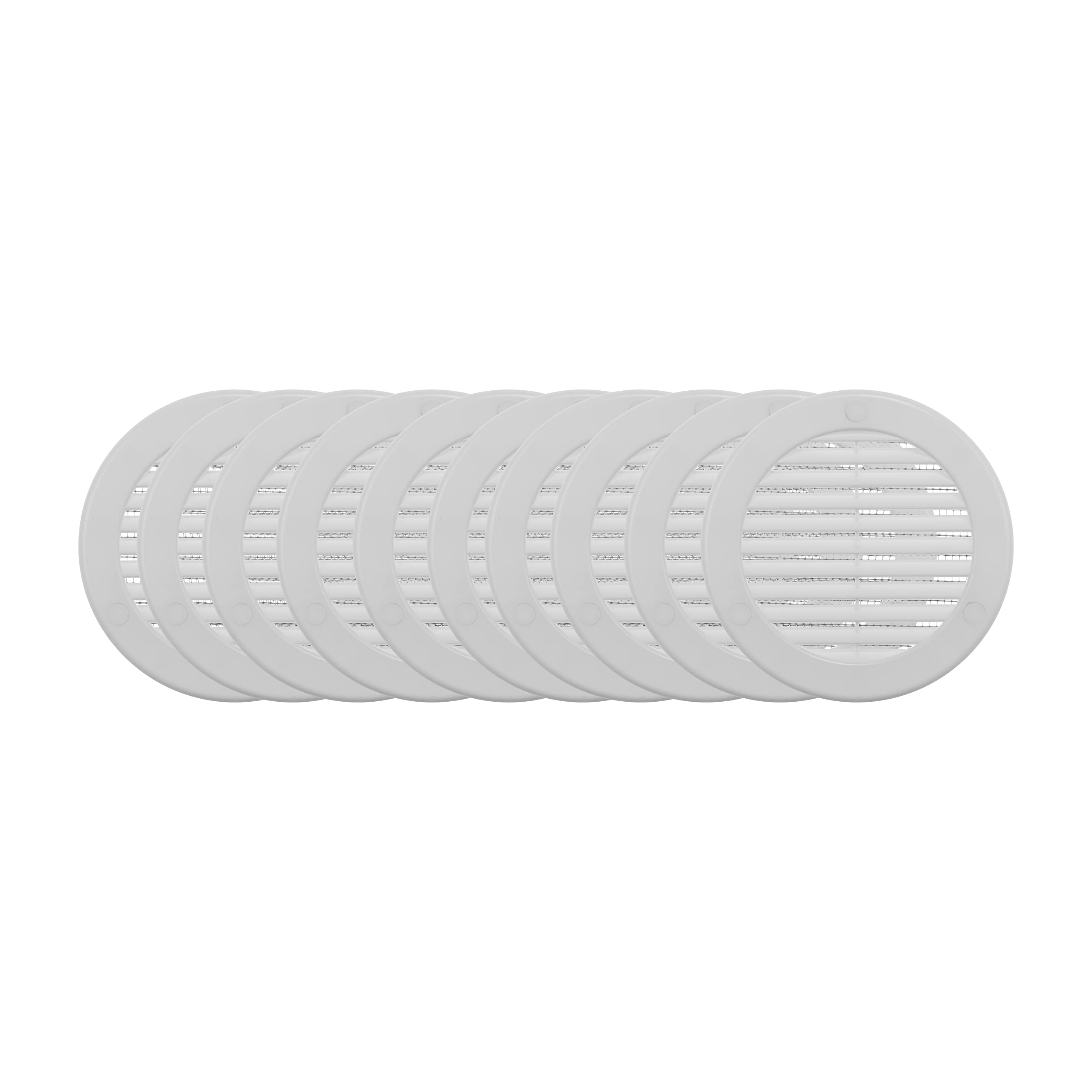 Vent Systems 100 mm / 4" Inch (Opening Dimensions) - Pack of 10 - White Soffit Vent Cover - Plastic Round Air Vent Grille - Built-in Mesh Screen - HVAC Register Louver for Bathroom, Home, Kitchen