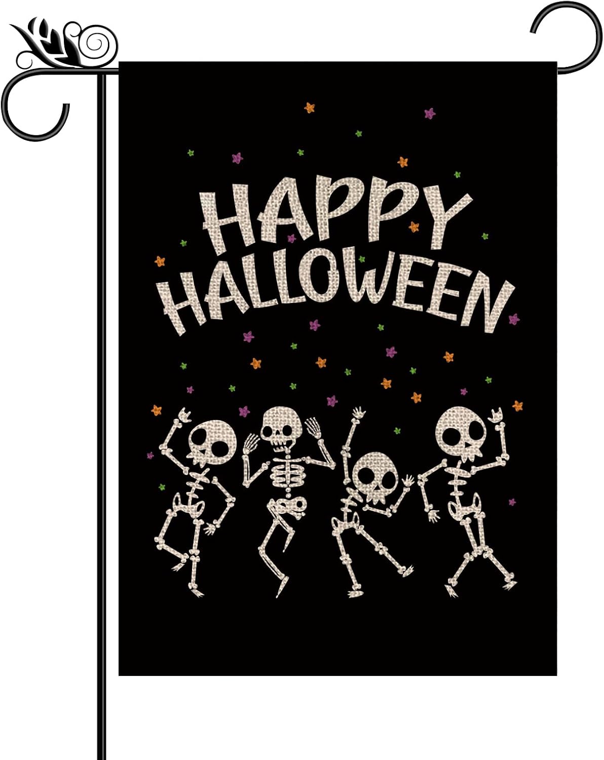 Flags - Halloween Skeleton Garden Flag Happy Halloween Vertical Double Sided Holiday Farmhouse Yard Lawn Outdoor Decor 12.5x18 Inch