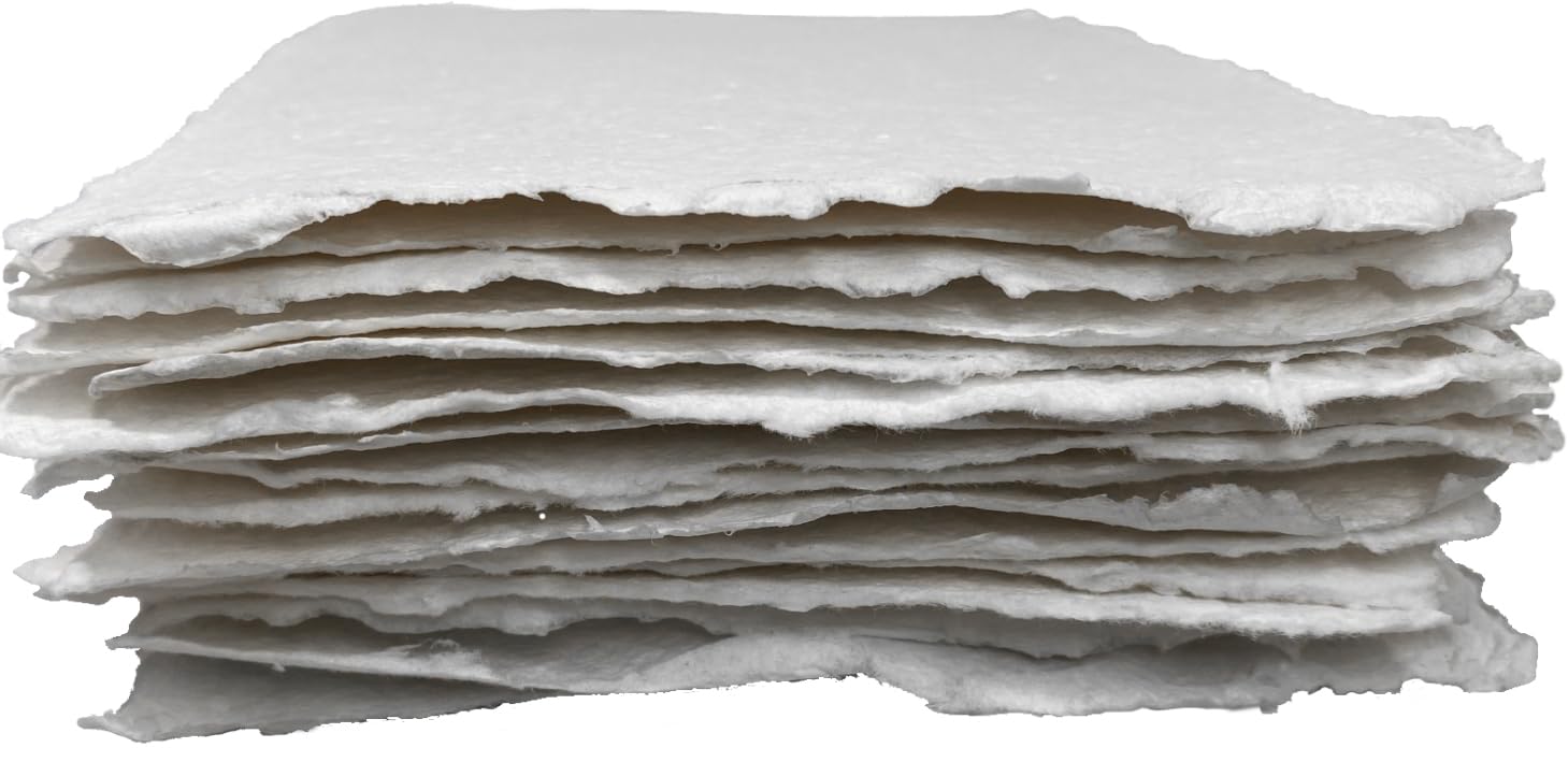 Wanderings Thick Handmade Watercolor Paper with Deckled Edge - 20x20 cm - 500GSM Premium White Cold-Pressed Textured Mixed Media Paper Made with Recycled Cotton - 15 Loose Leaf Sheets