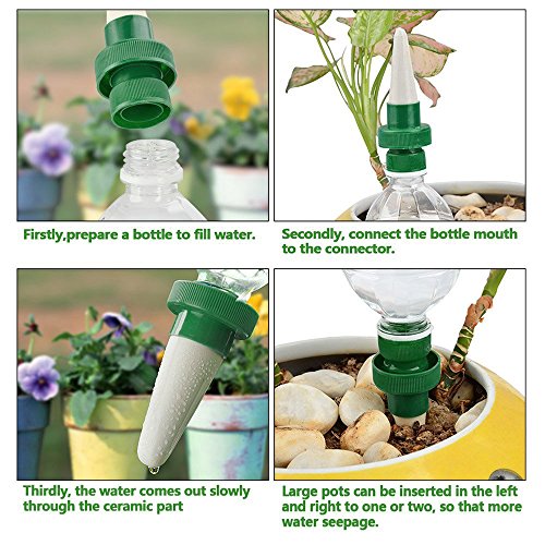 RIOGOO Vacation Plant Waterer, 8 Pack Ceramic Plant Automatic Water Infiltration Device Self Watering Spikes for Indoor&Outdoor - Thumbnail 5