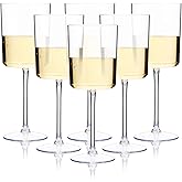 Ciaell 6 Pack Plastic Wine Glasses - 10 Oz Plastic Disposable Wine Glasses with Stem Perfect for Parties & Weddings & Poolside & Outdoors & Camping