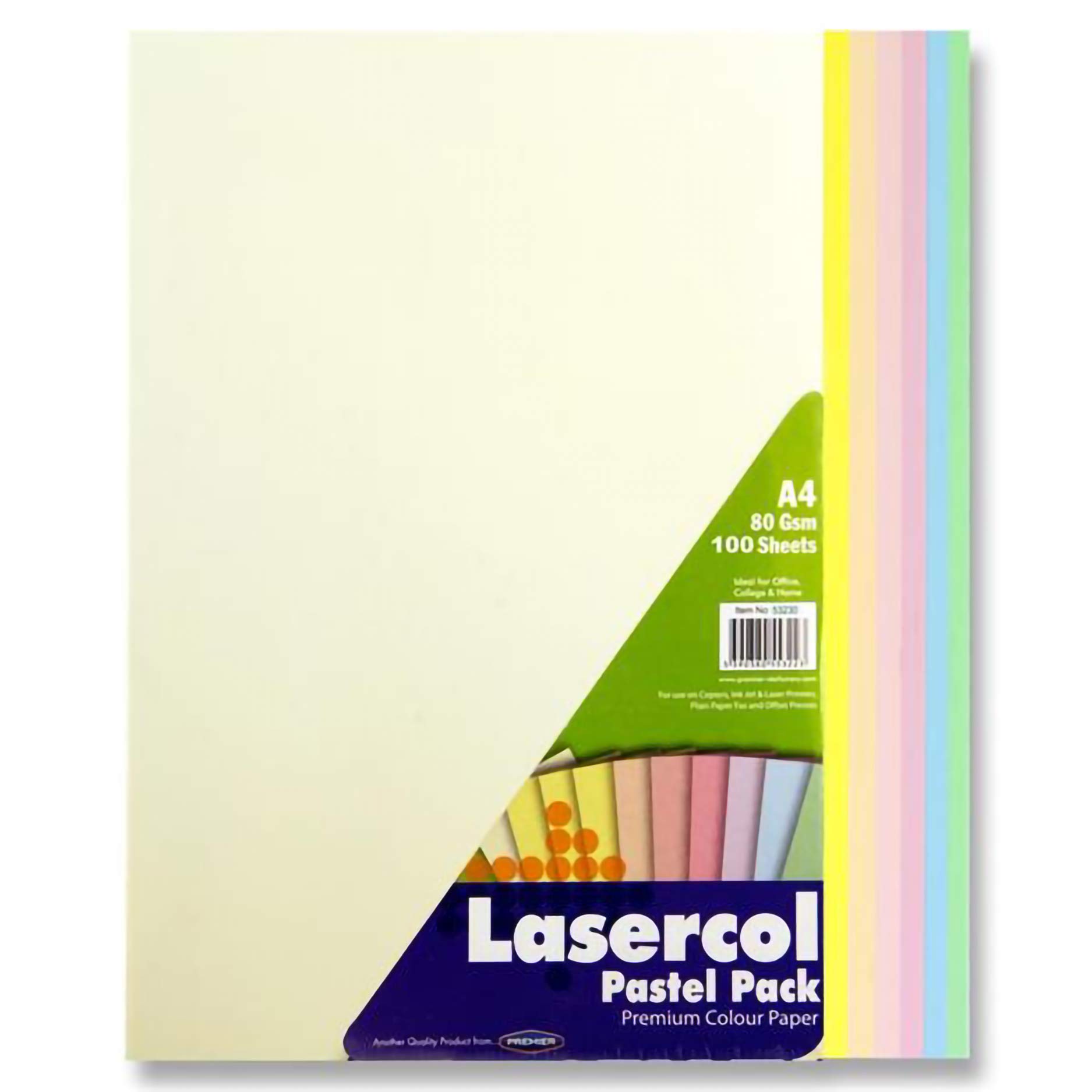 Premier Stationery S4553230 Lasercol A4 80 gsm Paper - Pastel Rainbow (Pack of 100 Sheets)