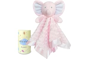 MOVEPAI Loveys for Babies, Soft Baby Security Blanket Lovies for Babies, Stuffed Animals Blankie for Newborn Infant with Baby Snuggle Toy, Gilrs Gifts Pink Elephant Security Blanket 16 Inch