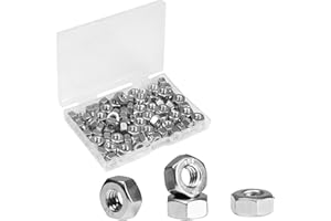 Yinpecly 100pcs 1/4-20 Hex Nuts, 304 Stainless Steel,Coarse Thread Hexagon Nut,Hex Drive, UNC Small Nuts Fasteners,1/4 Replacement Nut, Right Hand,Tiny