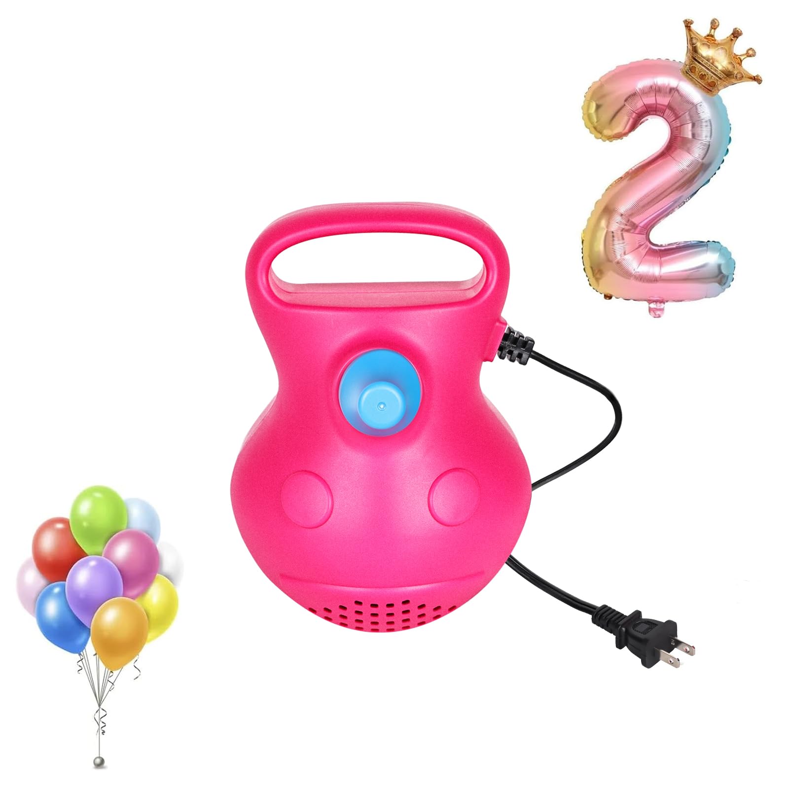 Photo 1 of LIBERRWAY Electric Balloon Pump, Portable Balloon Air Pump for Round & Foil Balloons, Fast Balloon Blower Pump Inflator for Party Decoration, Birthday, Wedding [110V~120V, 400W, Rose Red]