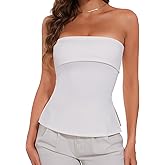 DIKGROP Tube Tops for Women Strapless Top Going Out Split Bandeau Top Slim Off Shoulder Bustier Backless Summer Tops
