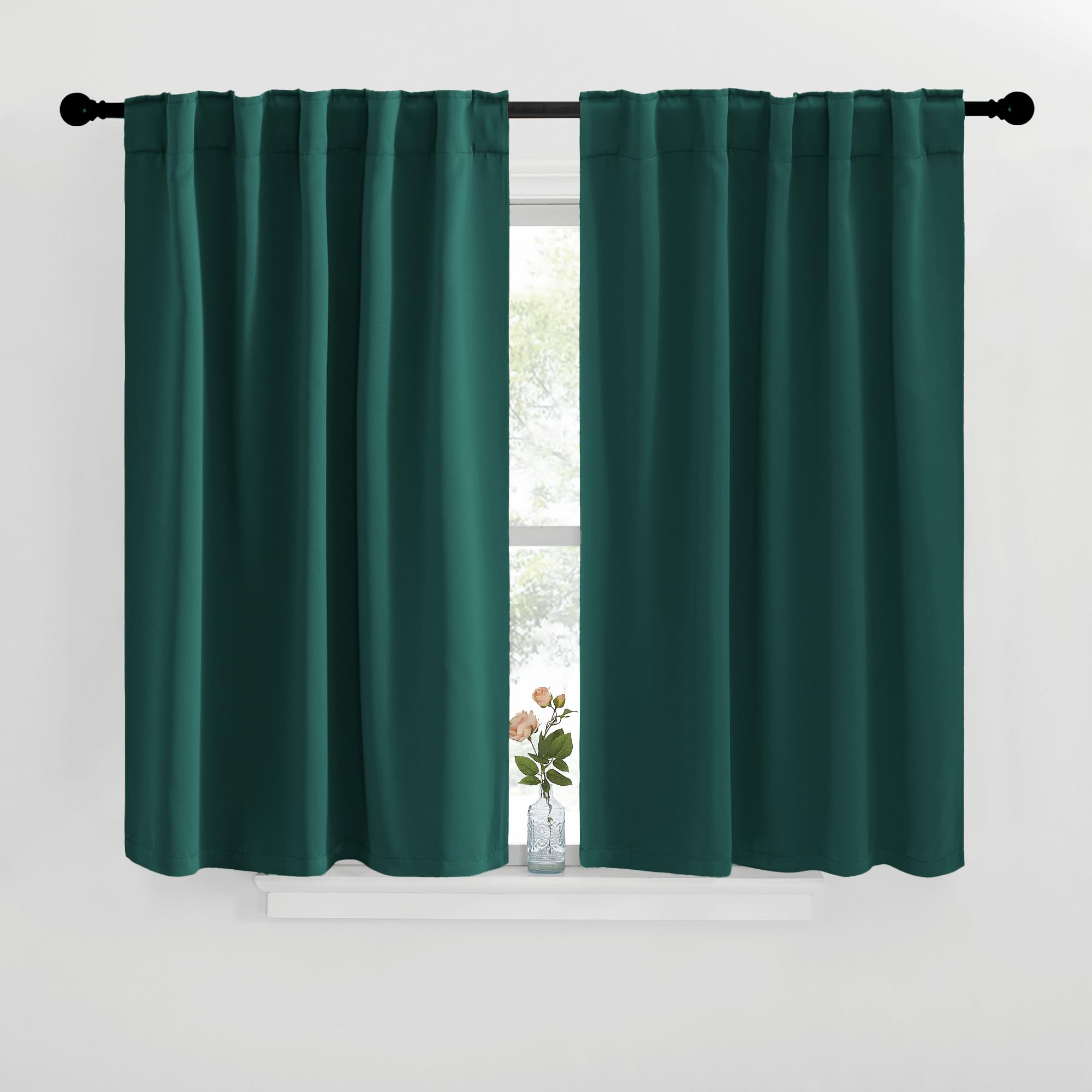 Photo 1 of NICETOWN Blackout Window Curtains for Camper - (Hunter Green Color) 42x40 Inch, 2 Panels Set, Thermal Insulated Room Darkening Blackout Drapes/Draperies with Rod Pocket & Back Tab for Loft