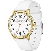 Beeasy Waterproof Nurse Watch - 38mm Analog Watch with 12/24 Time & Easy Read Luminous Dial, Soft Silicone Band for Comfort, Silent Second Hand Nursing Watch for Student Nurses & Doctors