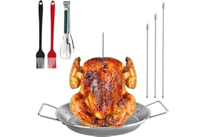 Vertical Meat Skewer Stainless Steel, Al Pastor Skewer Set for Grill, 10 Inch Vertical Baking Spit Stand with Removable 3 Spi