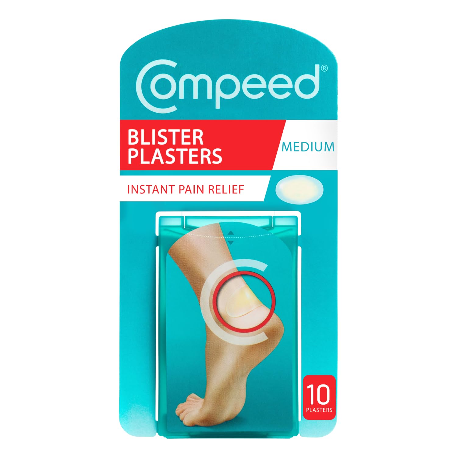 Compeed 10 Medium Size Blister Plasters for Feet - Individually Wrapped - Hydrocolloid Gel Technology - Faster Healing - Deep Cushioned