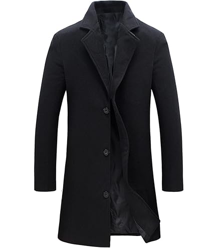 ZYXTIM Men's Wool Blend Coat with Detachable Plaid Scarfs Notched