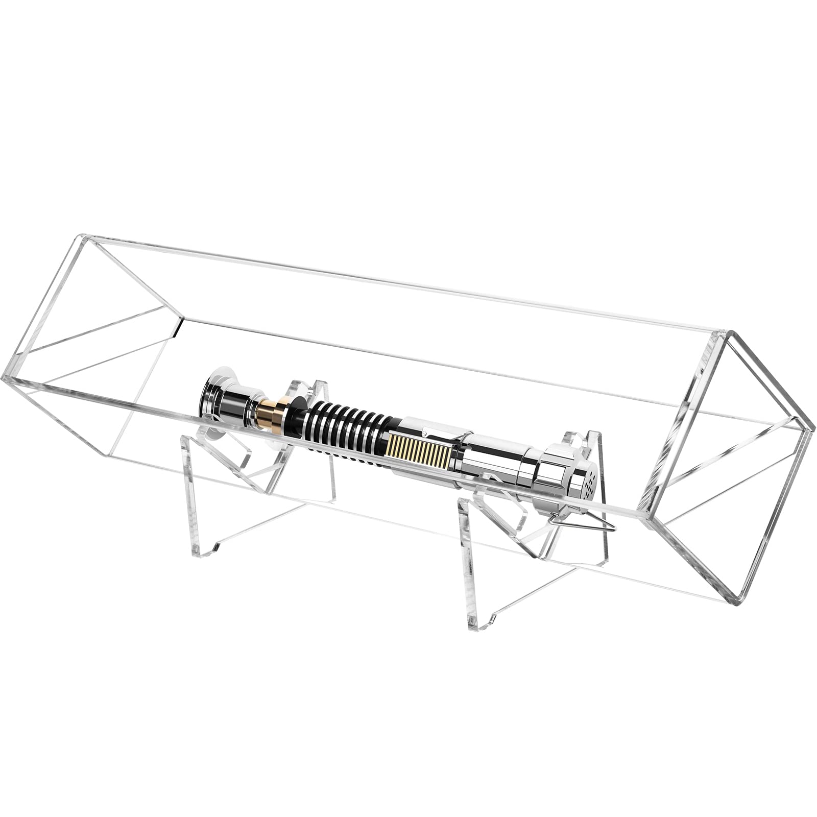Photo 1 of Cosmos Lightsaber Stand Desktop Clear Acrylic Light Saber Hilt Display Case, Lightsaber Hilt Fixed Stand Dust-Proof Showcase, Lightsaber Holder Clear Display Box with Anti Slip Pads for Lightsaber Hilts, Daggers