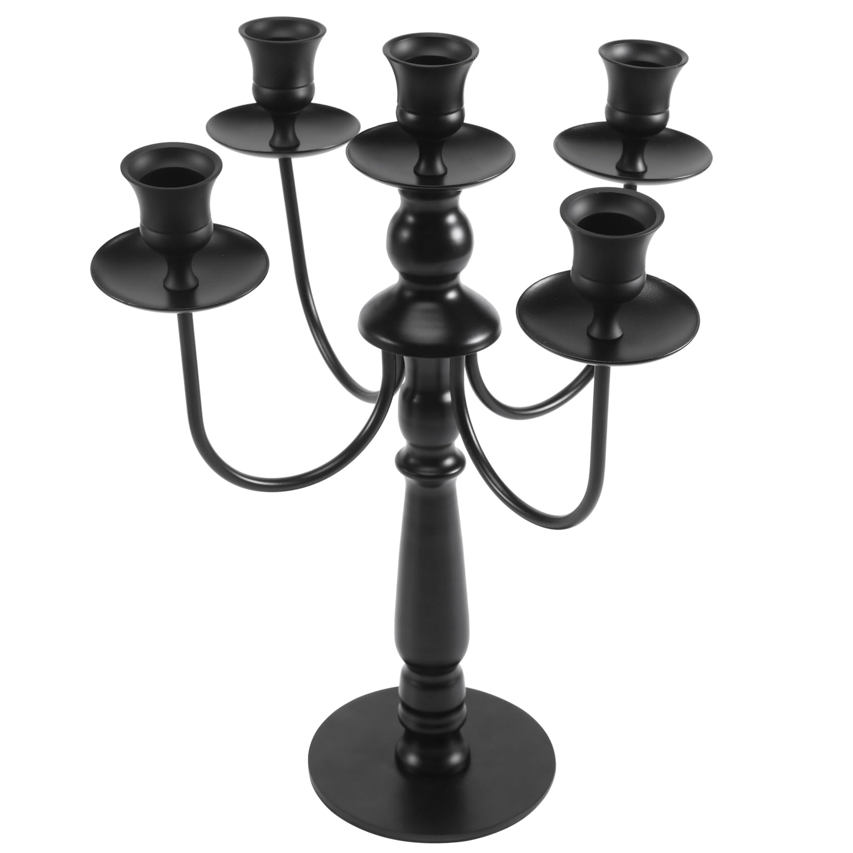 Yoiimiya Candelabra with 5 Arms Candlestick Gothic Candle Holders for Home Decor Wedding Christmas Church Party,Black