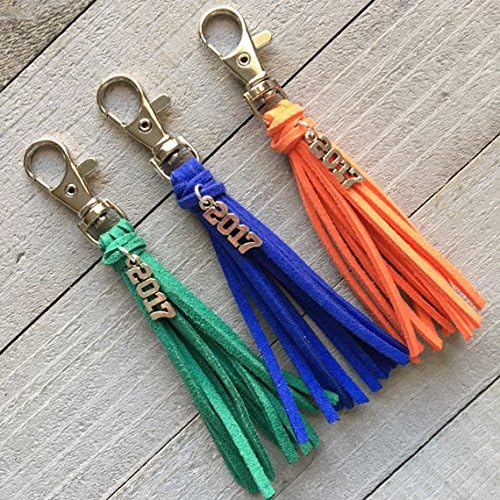 2017 Grad Gift Bag Tassel Keychain Planner Handbag Purse Zipper Pull - 3.5" Mini Tassel Choose Your Color Vegan Suede