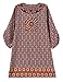 Women Bohemian Neck Tie Floral Print Ethnic Style Shift Dress (Large, pattern 1-orange)