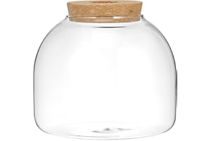Yardwe Glass Terrarium Jar with Wood Stopper, Micro Landscape Container for Hydroponic Plants, Transparent Diy Fish Bowl for 