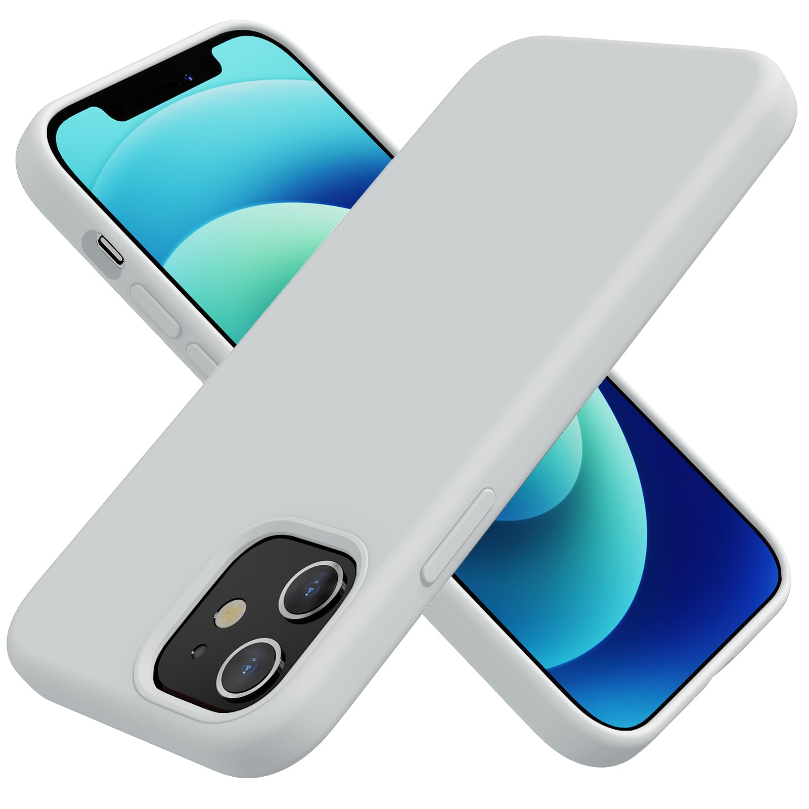 TAXXOE Silicone Case Compatible with iPhone 12 Case/12 pro case Soft Ultra Slim Protective Shockproof Liquid Silicone Phone Case,Anti-Scratch Microfiber Lining, 6.1" White — image 1
