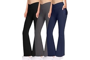 DALIGIRL Bootcut Yoga Pants Flare Leggings for Girls - Crossover High Waisted Dance Pants with Pockets for Teens