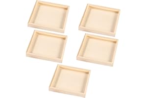 MOKKHNB Lot de 5 plateaux de service carrés en bois brut pour blocs de construction