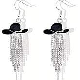 LKingel Western Cowgirl Cowboy Hat Earrings for Women Rhinestone Tassel Dangle Earring Boho Cowboy Earring Cowboys Boot Earrings Country Concert Rodeo Outfits Jewelry Gift