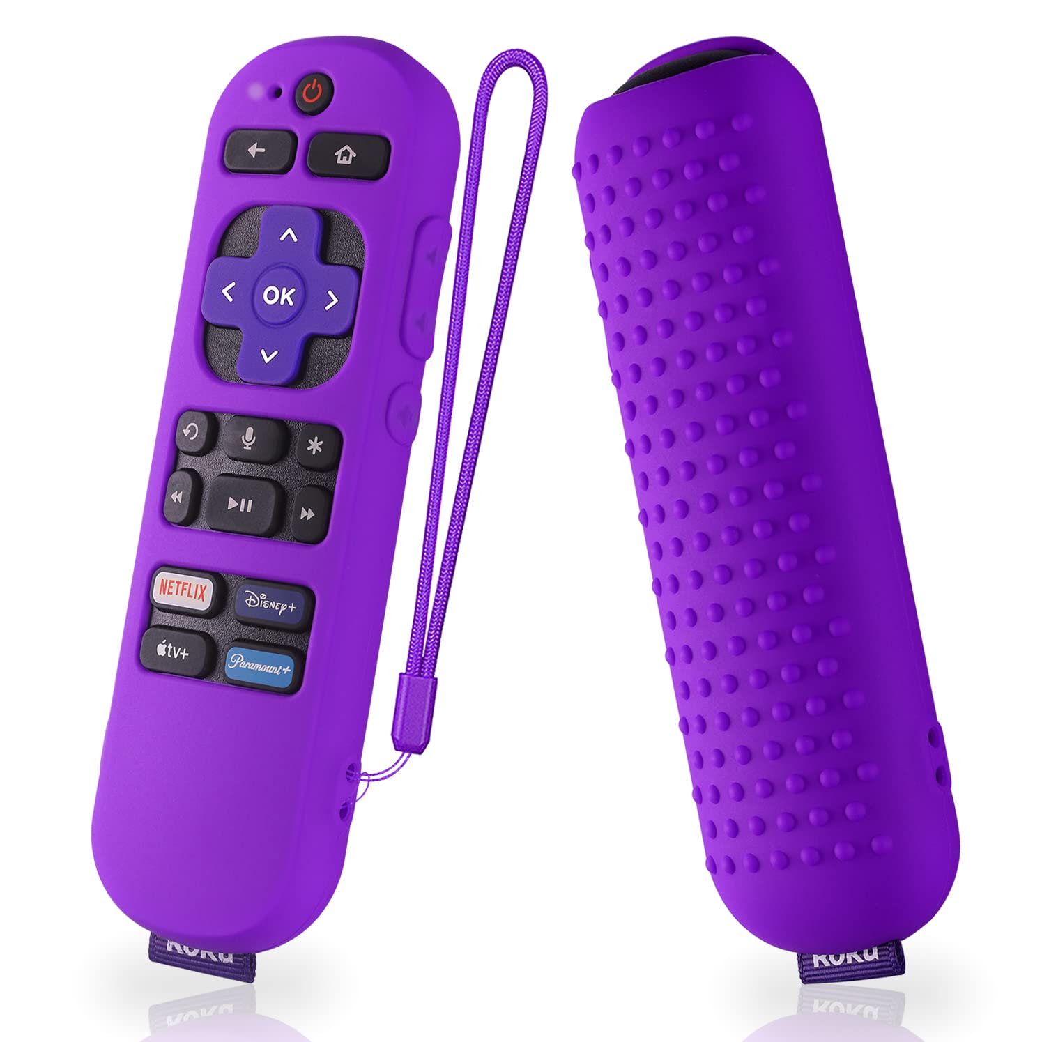 Silicone Case for Roku Express 4K+ Voice Remote RCA1R, Roku Voice Remote Cover RC-GZ1 Roku Streaming Stick 4K Silicone Sleeve with Lanyard(Purple)