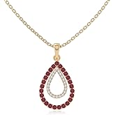 LUSTRE AND LIGHT Natural Gemstone Teardrop Pendant Necklace with Moissanite for Women in Silver/Gold Vermeil, Birthstone Jewelry Gifts for Her Birthday, Anniversary, Christmas, Mothers Day, Valentines