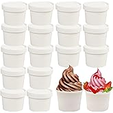 CEZOOWYEX 75 Pack Paper Food Containers with Lids, 8 Oz Cardboard Ice Cream Portion Cups, Reusable To Go Hot Dessert Bowls fo