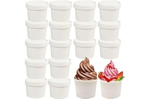 CEZOOWYEX 75 Pack Paper Food Containers with Lids, 8 Oz Cardboard Ice Cream Portion Cups, Reusable To Go Hot Dessert Bowls fo