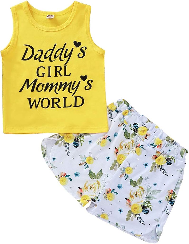 Toddler Baby Girls Shorts Set Sleeveless Shirts Top Floral