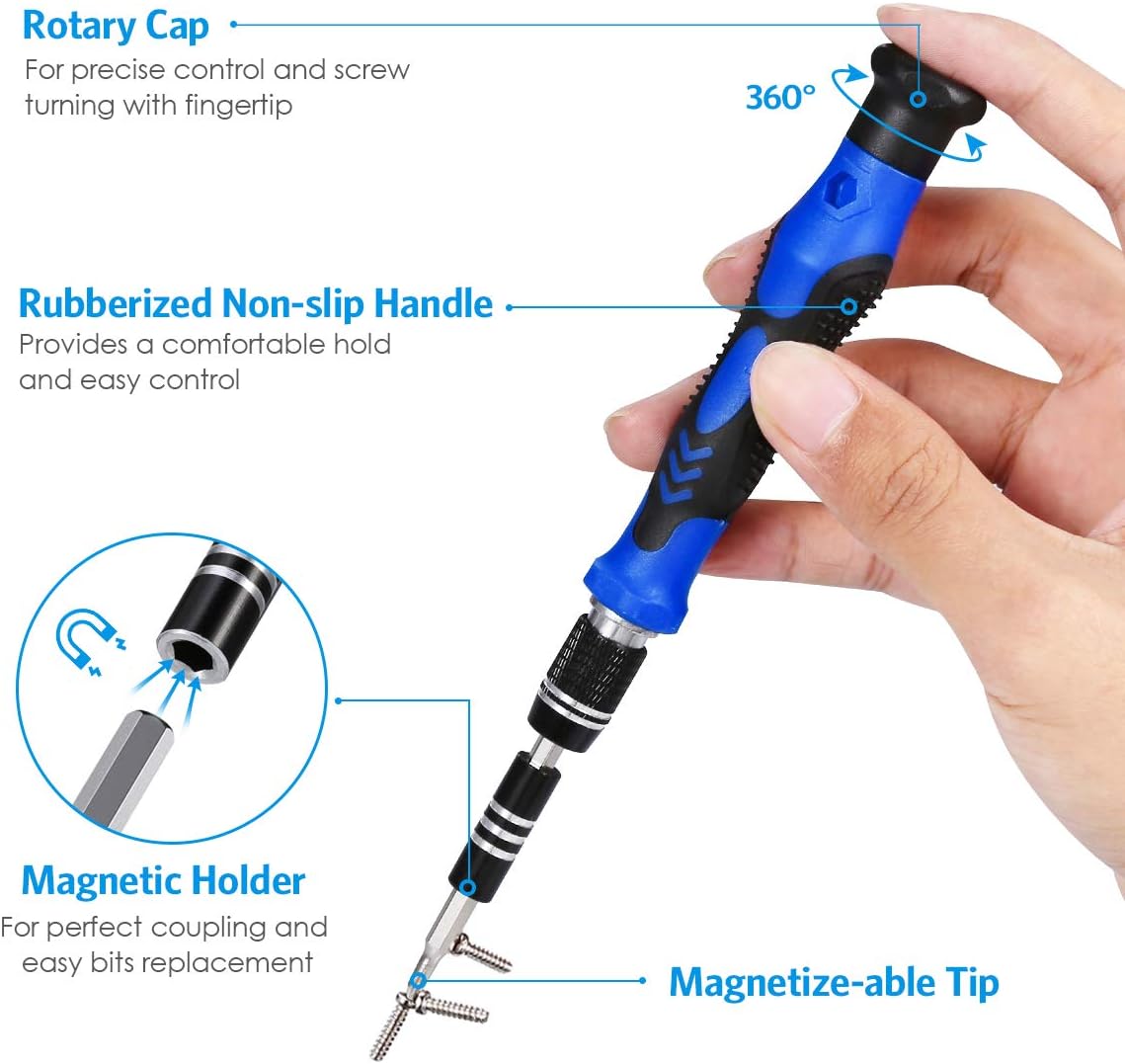 ORIA Precision Screwdriver Set (New Version), 142 in 1 with 120 Bits Mini Magnetic Screwdriver Kit Repair Tool Kit with Portable Bag for Electronic PC Computer iPhone MacBook Jewelers Game Console - - 