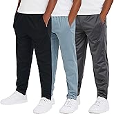 Ultra Performance 3 Pack Boys Sweatpants Athletic Tricot Open Bottom Active Track Pants Lightweight Sweat Pants for Boys