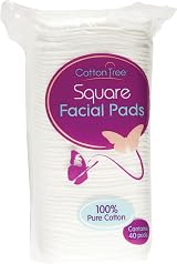Cotton Tree Cotton Wool Square Facial Pads 40 Pack White 100% Cotton
