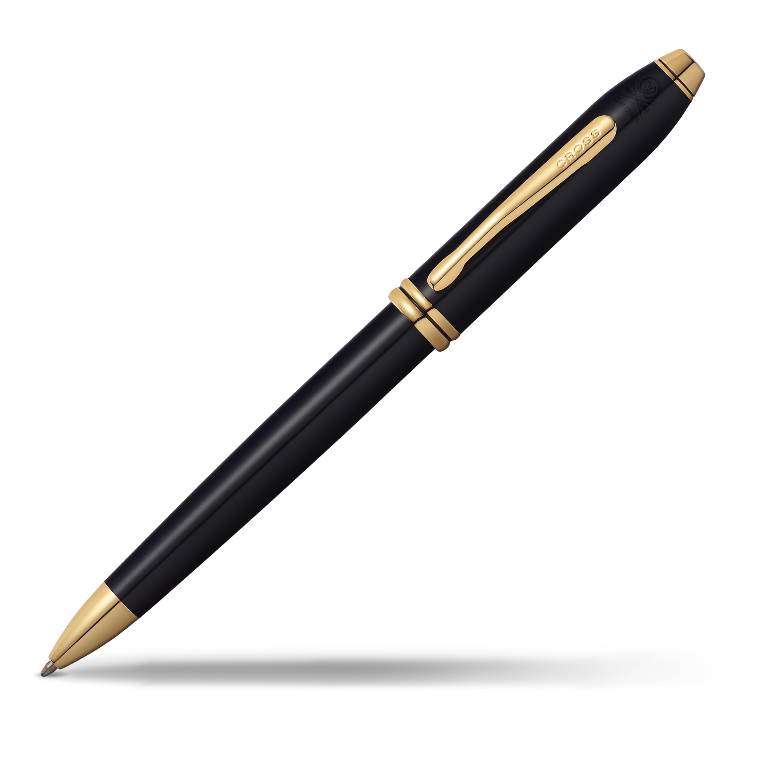 CROSS Townsend Black Lacquer Ballpoint Pen with 23CT Gold-Plated Appointments incl. Luxury Gift Box – Refillable Medium Ballpen