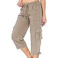 MoFiz Womens Capris with Pockets Loose Fit Casual Capri Pants Dressy Lightweight Ladies Baggy Cargo Pants for Hiking