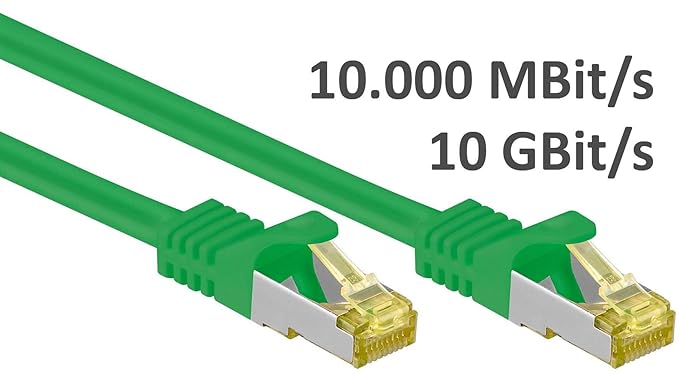 kab24 Rj45 Patchkabel Netzwerkkabel Computerkabel Internetkabel Cat 7 Rohkabel 600 MHz mit CAT6a Stecker Halogenfrei 10 GBit/