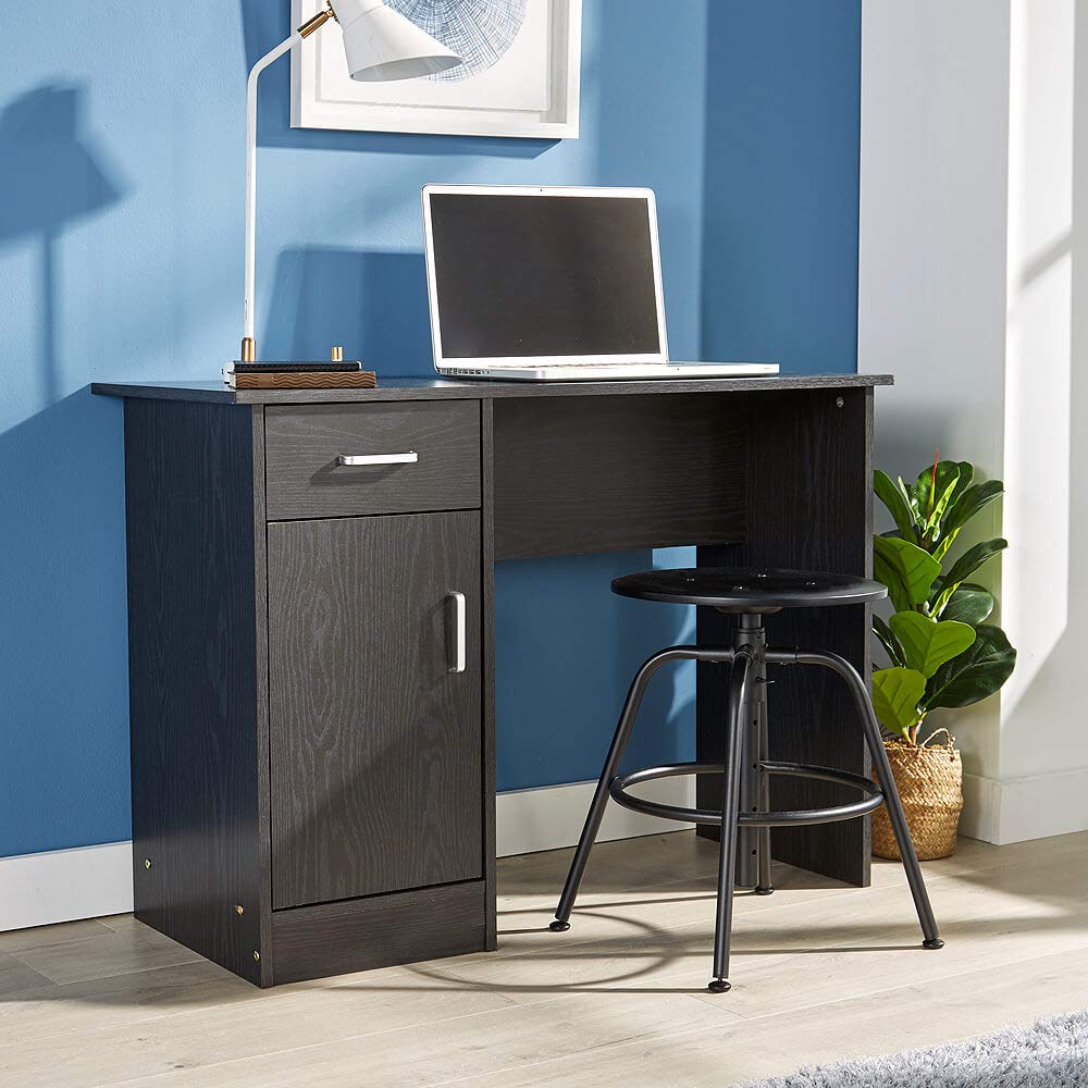 Tyler Home Source Desk Black 1 Drawer 1 Door Compact Computer Workstation Home Office Table