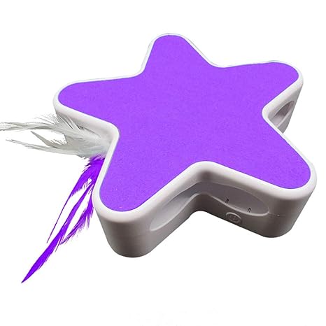 elegantstunning Electric Pet Toy 360 Degree Rotating Star for Pett Playing White Purple