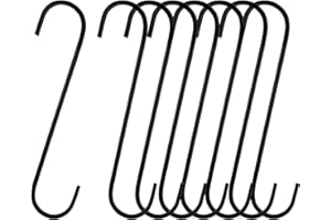 Tmtains 8 Pack Large S Hooks for Hanging Heavy Duty 8 Inch Long S Hooks for Hanging Plants Steel Metal Hanger Black Extension Hooks for Closet Hanging Jeans Clothes Bird Feeders Garden Indoor Outdoor