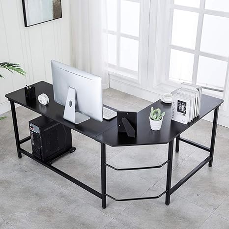 Home Furniture Diy Computer Office Desk L Shaped Black Glass Corner Desk Workstation Gaming Desk Furniture Pettumtrampolines Es