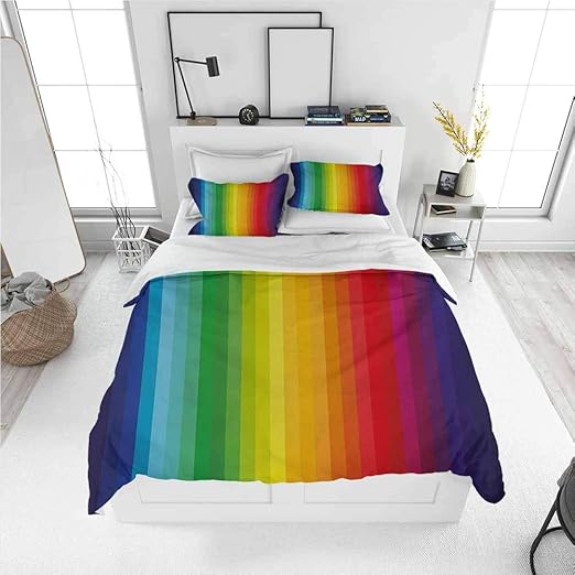 Rainbow King Size Sheet Set3 Piece Set, 100 Washed