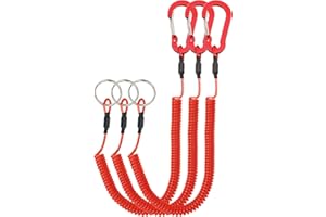 Lix&Rix Stretchy Coiled Lanyards for Kayak Fishing Equipment Pliers Tools, Black Blue Green Red Yellow Silver