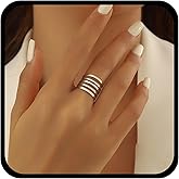Sttiafay Vintage Open Adjustable Finger Ring Gold Open Wide Wrap Ring Statement Knuckle Rings Statement Adjustable Chunky Rings Jewelry for Women