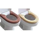 Hoocozi 2Pack Soft and Warm Thicken Toilet Seats Covers (Coffee / Light Coffee)