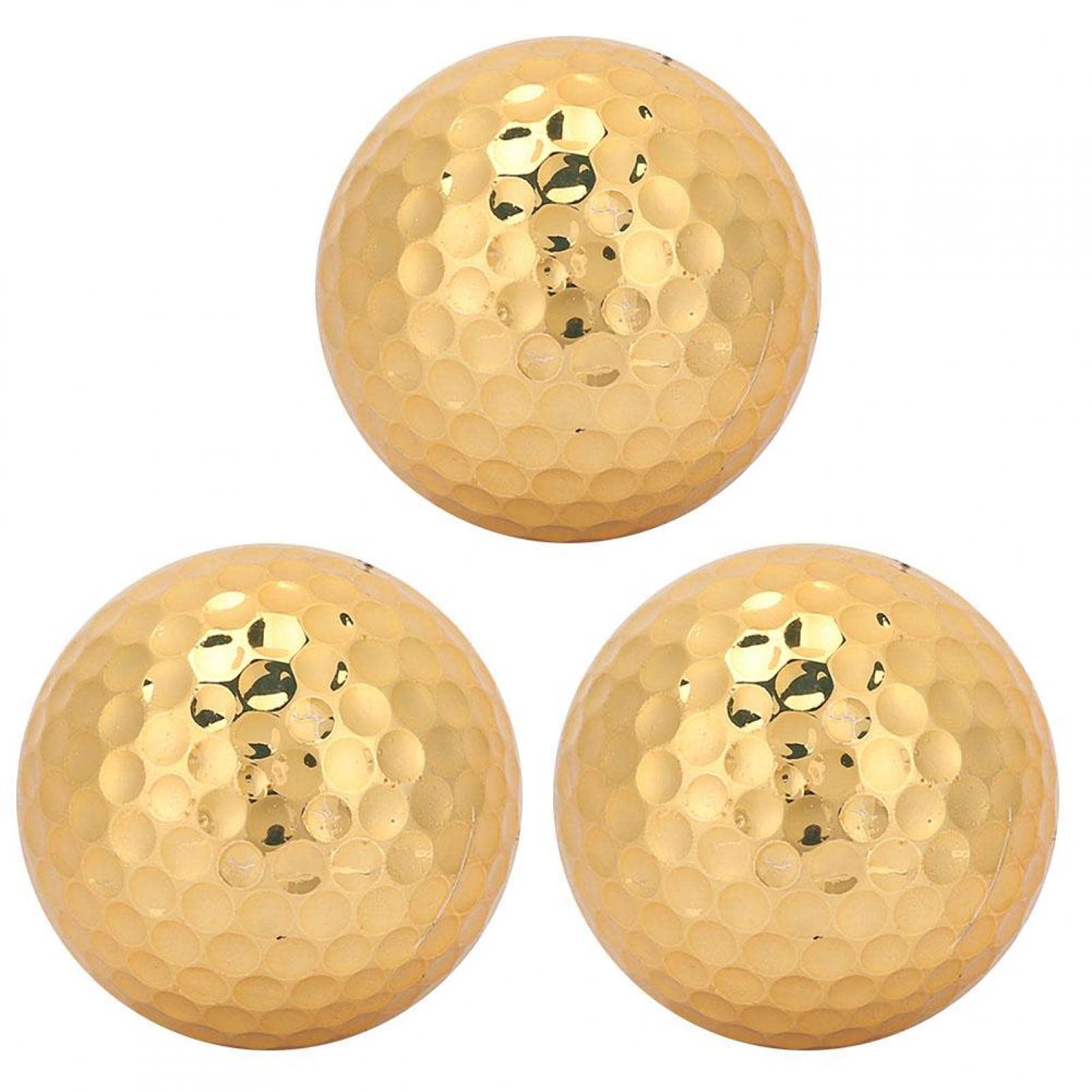 Fyearfly Golden Golf Balls, Exquisite Golden Plated Training Ball Set, 3PCS Gold Rubber Golf Balls Portable Gold Plating Golf Ball Equipment for Outdoor Exercise Sports