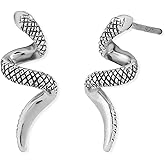 Boma Jewelry Sterling Silver Coiled Snake Hanging Post Earrings