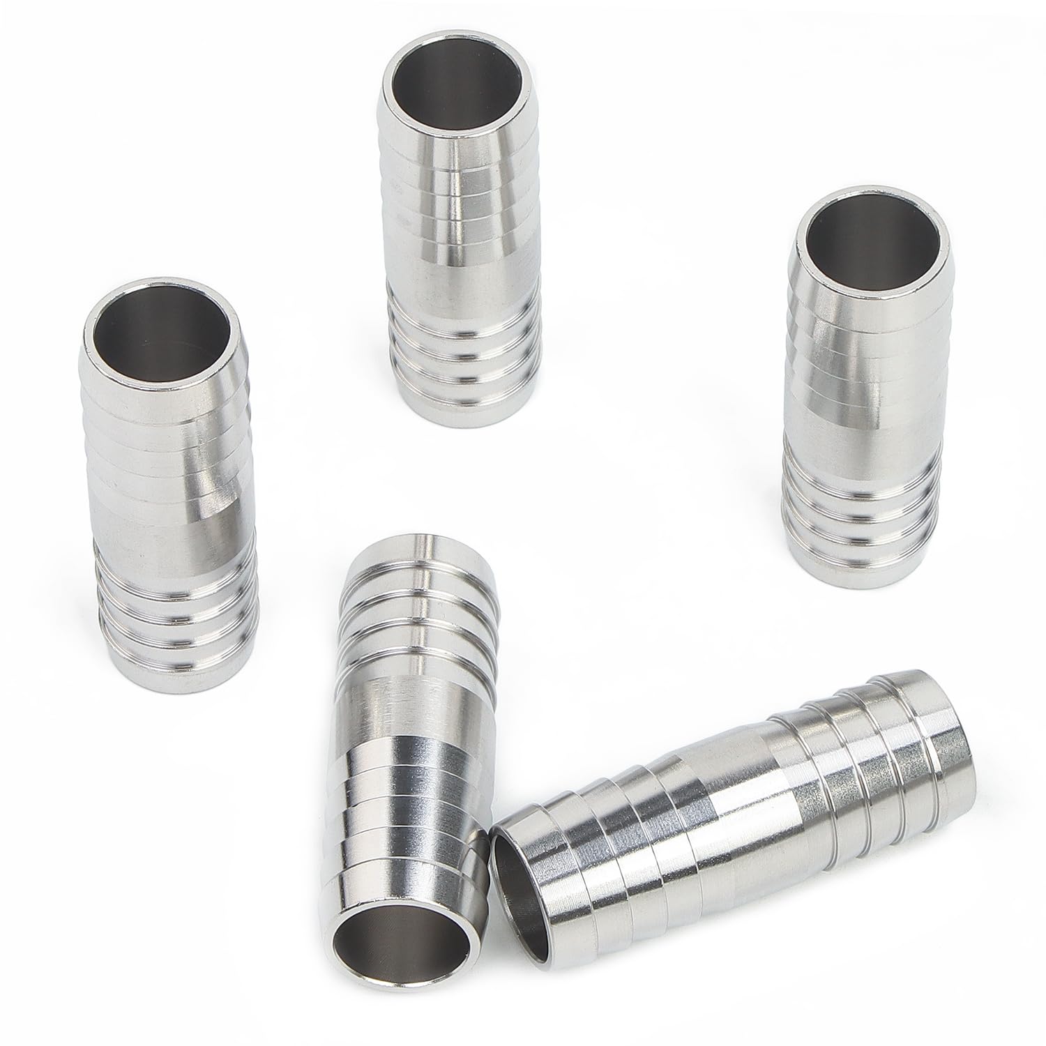 LTWFITTING Bar Production Stainless Steel 316 Barb Splicer Mender 3/4" (19mm) Hose ID Fitting Air Water Fuel Boat (Pack of 5)