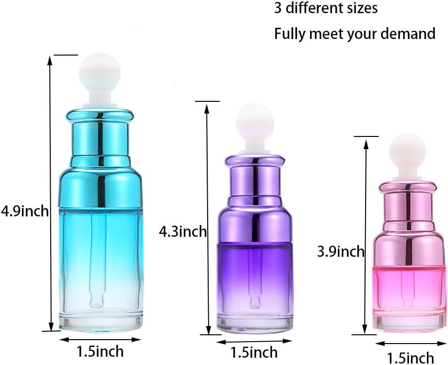 Empty Glass Bottles for Essential Oils Small Lightweight Colorful Bottles Different Sizes Dropping Bottles 6 Pack 1 Plastic Funnel 2 Plastic Droppers 16 Lables: Home Improvement