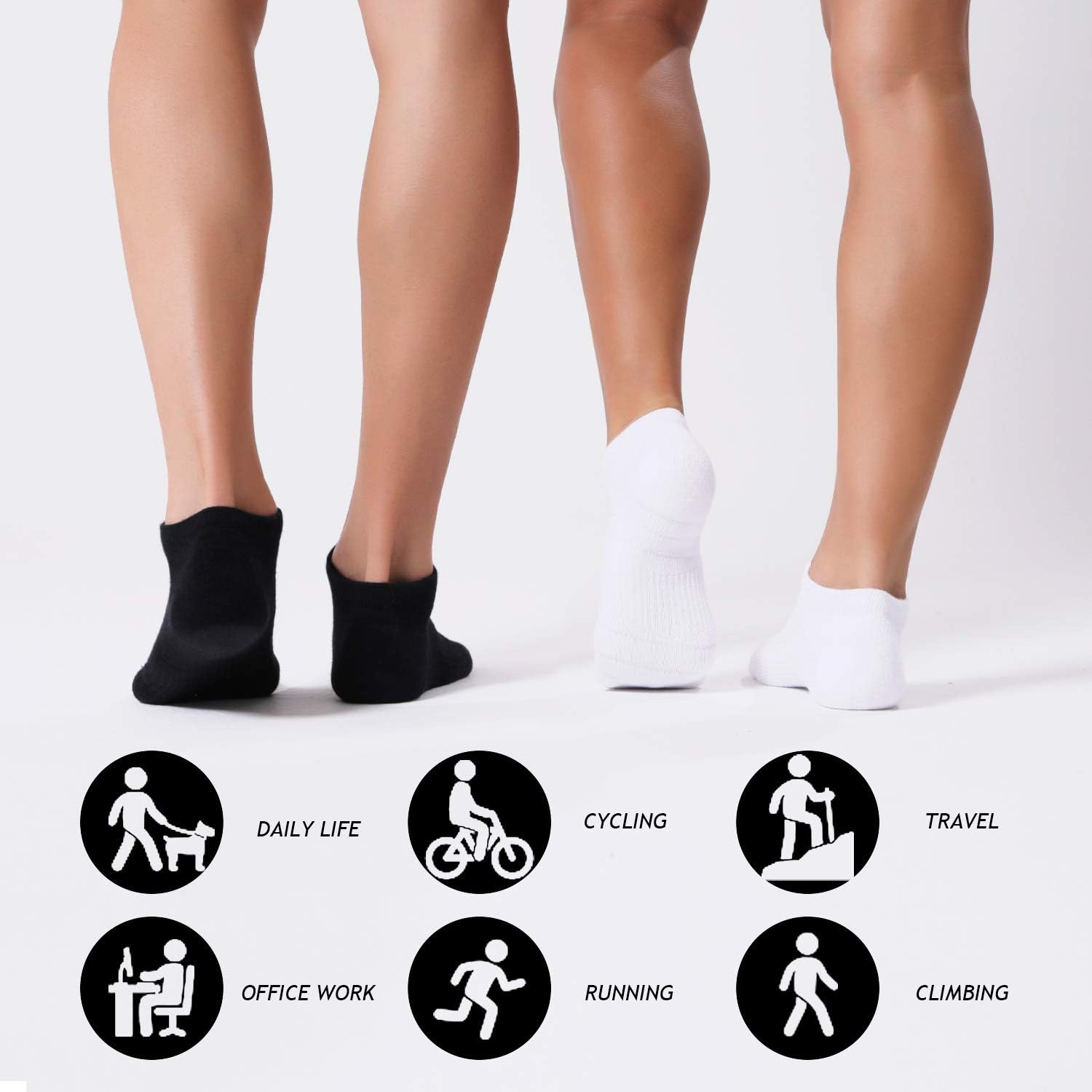 CelerSport 6 Pack Men's Ankle Socks with Cushion, Low Cut Athletic Running Socks: Clothing