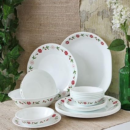 Corelle Essential Spring Pink Round Dinner Set, 21-Pieces