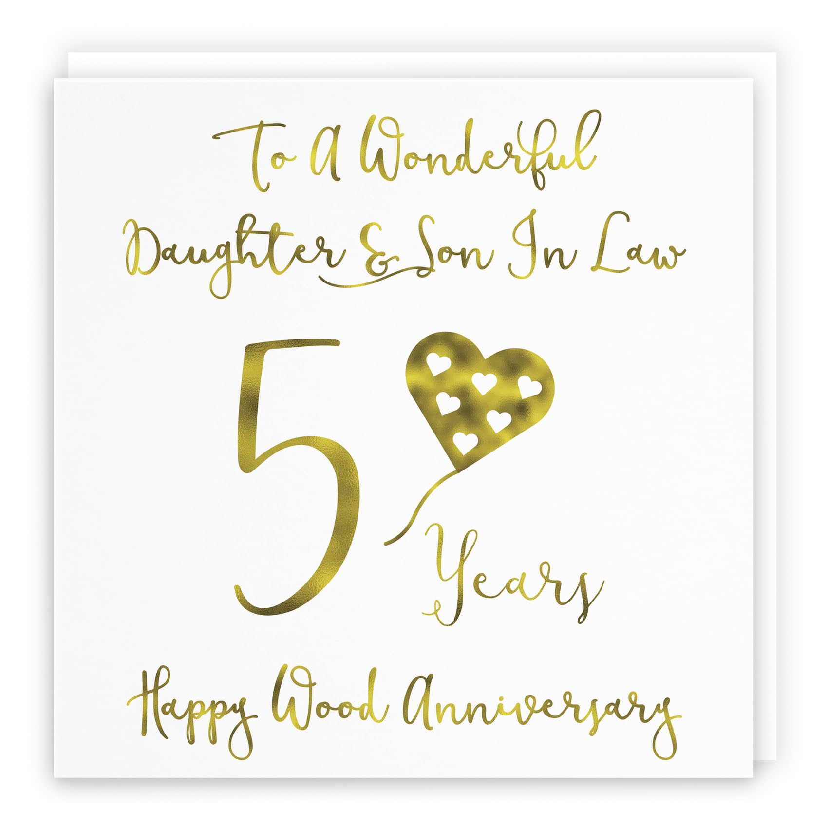 Hunts England - Daughter And Son In Law 5th Anniversary Card - To A Wonderful Daughter & Son In Law - 5 Years - Happy Wood Anniversary - Milano Collection